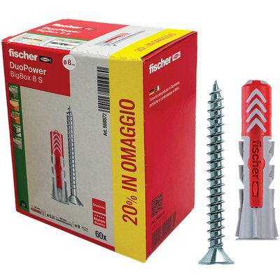TASSELLO NYLON DUOPOWER S BIG BOX FISCHER VITE TSP CAVA PZ DUOPOWER  8X40 S CF=PZ 50+10 Immagine principale del prodotto