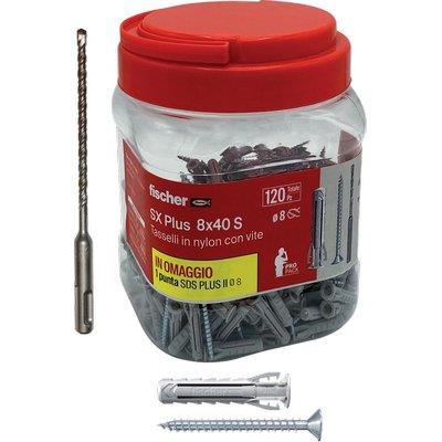 TASSELLO NYLON SX 8S PLUS VITE TSP PROPACK FISCHER CF=PZ 120 + 1 PUNTA SDS PLUS MM 8 Immagine principale del prodotto
