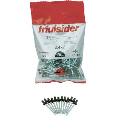 RIVETTO A STRAPPO ALLUMINIO TESTA MORO FRIULSIDER MM 3,4X 9 CF=PZ 100