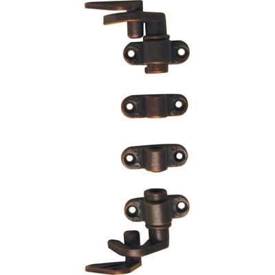 ACCESSORI IN KIT SERRATURA AD ASTE ROTANTI ZAMA BRONZATA 2 GANCI+2 CAVALLOTTI+2 PERNI