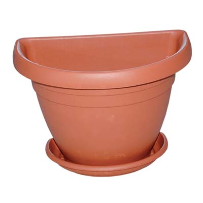 VASO + SOTTOVASO MEZZOTONDO MIMOSA ICS PP TERRACOTTA CM 30X20 H.CM 22