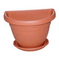 VASO + SOTTOVASO MEZZOTONDO MIMOSA ICS PP TERRACOTTA CM 30X20 H.CM 22
