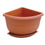 VASO + SOTTOVASO ANGOLARE ANGELICA ICS PP TERRACOTTA CM 21X21 H.CM 18