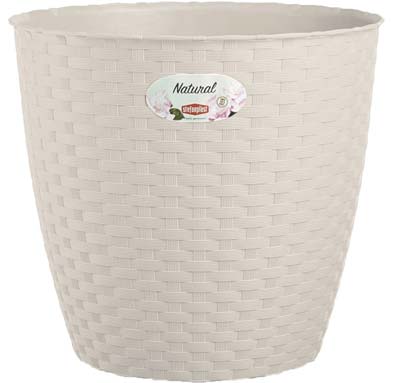 VASO RATTAN TONDO NATURAL STEFANPLAST PP BIANCO CM 19 H.CM 17,5