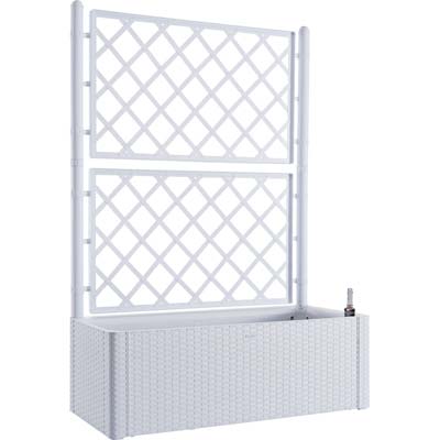 FIORIERA + GRIGLIATO NATURAL DELUXE STEFANPLAST PP RATTAN BIANCO CM 100X43 H.CM 142 Immagine principale del prodotto