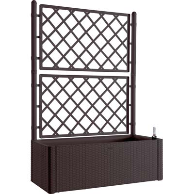 FIORIERA + GRIGLIATO NATURAL DELUXE STEFANPLAST PP RATTAN MOKA CM 100X43 H.CM 142