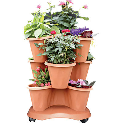 VASO TRIFOGLIO + SOTTOVASO + RUOTE BAMA PP TERRACOTTA D.CM 40 H.CM 51 CF=PZ 3 Immagine principale del prodotto