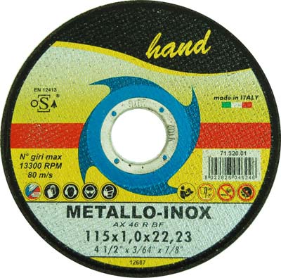DISCO ABRASIVO TAGLIO FERRO HAND MM 115X22,2 H.MM 1,0 Immagine principale del prodotto