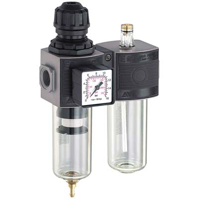 GRUPPO FILTRO REGOLATORE LUBRIFICATORE E/12/2 ANI MODULARE ATTACCO 1/4F +MANOMETRO