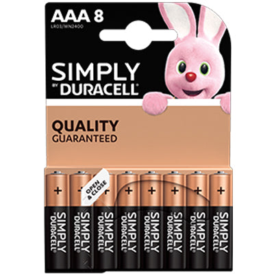 PILA MINI STILO AAA SIMPLY DURACELL ALCALINA VOLT 1,5 CF=PZ 8 Immagine principale del prodotto