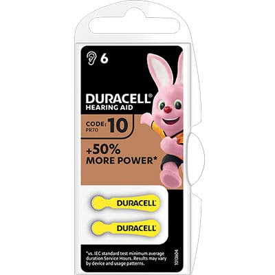 PILA APPARECCHIO ACUSTICO EASY TAB 10 DURACELL GIALLO CF=PZ 6 Immagine principale del prodotto