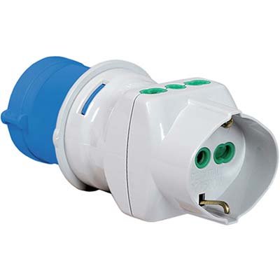 ADATTATORE TRIPLO SPINA BLU-16A+SCHUKO FME 2P+T 16A IP44