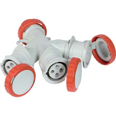 ADATTATORE MULTIPLO SPINA ROSSA - PRESA ROSSA FME 3P+T 16A IP44