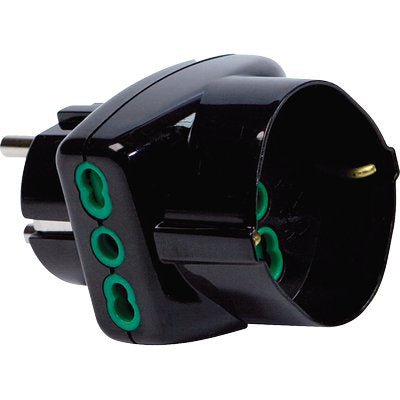 ADATTATORE TRIPLO SCHUKO-16A+SCHUKO FME NERO 2P+T Immagine principale del prodotto