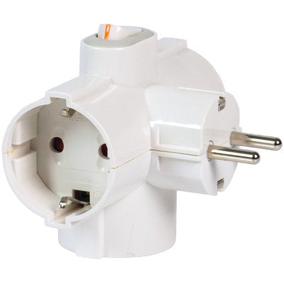ADATTATORE TRIPLO SCHUKO-SCHUKO+ INT. 16A FME BIANCO 2P+T