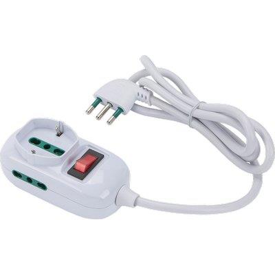 MULTIPRESA TRIAX BIPASSO + SCHUKO+ TERMICO RETAIL BIANCO POSTI 3 2P+T 16A N°XMMQ 3X0,75 MT 1,2 Immagine principale del prodotto