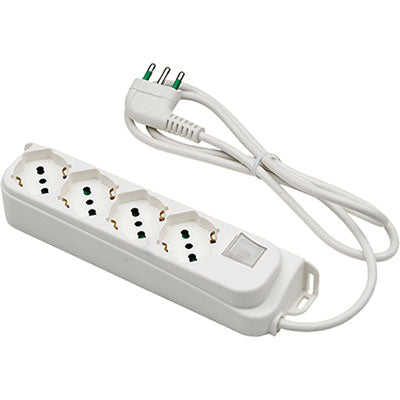 MULTIPRESA BIPASSO SCHUKO + INT.LUM RETAIL FME BIANCO POSTI 4 2P+T 16A N°XMMQ 3X1,0 MT 1,5