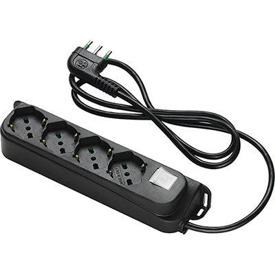 MULTIPRESA BIPASSO SCHUKO + INT.LUM RETAIL FME NERO POSTI 4 2P+T 16A N°XMMQ 3X1,0 MT 1,5 Immagine principale del prodotto