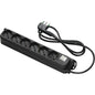 MULTIPRESA BIPASSO SCHUKO + INT.LUM RETAIL FME NERO POSTI 6 2P+T 16A N°XMMQ 3X1,0 MT 1,5