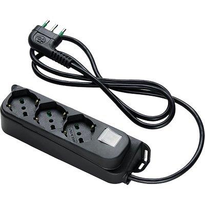 MULTIPRESA BIPASSO SCHUKO + INT.LUM RETAIL FME NERO POSTI 3 2P+T 16A N°XMMQ 3X1,0 MT 1,5 Immagine principale del prodotto