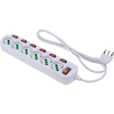 MULTIPRESA BIPASSO SCH +7 INT.LUM RETAIL FME BIANCO POSTI 6 2P+T 16A N°XMMQ 3X1,0 MT 1,2 Immagine principale del prodotto