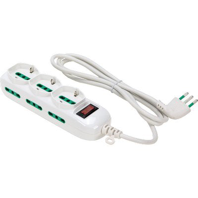 MULTIPRESA BIPASSO SCHUKO + TERMICO TRIAX FME BIANCO POSTI 9 2P+T 16A N°XMMQ 3X0,75 MT 1,5