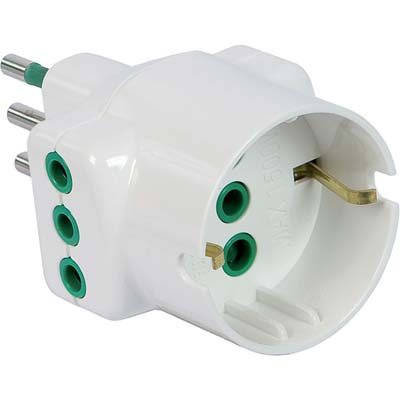 ADATTATORE TRIPLO 10A-10A+SCHUKO GARANTI BIANCO 2P+T