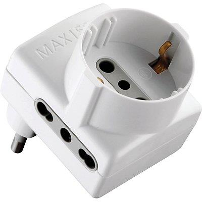ADATTATORE TRIPLO 16A-16A+SCHUKO ELECTRALINE BIANCO 2P+T ASIMMETRICO