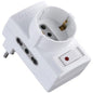 ADATTATORE TRIPLO 10A-16A+SCHUKO ELECTRALINE BIANCO 2P+T ASIMMETRICO + INTERRUTTORE TERMICO