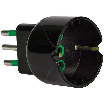 ADATTATORE SCHUKO GARANTI NERO 2P+T 10A