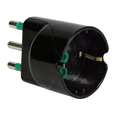 ADATTATORE SCHUKO GARANTI NERO 2P+T 16A