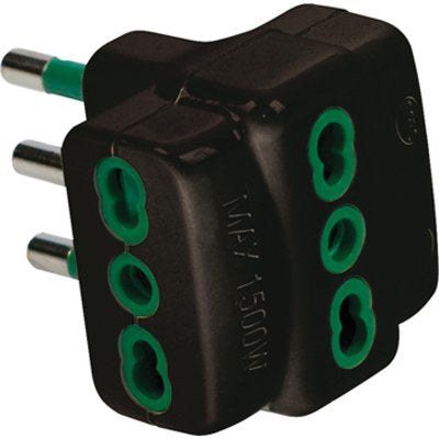 ADATTATORE TRIPLO 16A-16A GARANTI NERO 2P+T