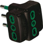 ADATTATORE TRIPLO 16A-16A GARANTI NERO 2P+T