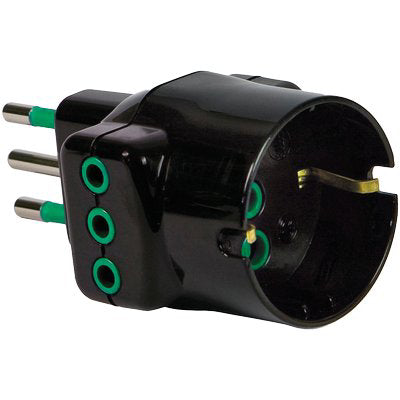 ADATTATORE TRIPLO 10A-10A+SCHUKO GARANTI NERO 2P+T
