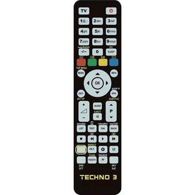 TELECOMANDO PROGRAMMABILE TECHNO 3 BRAVO TV + VCR + DVD + DTT + SKY SAT BANCHI 3