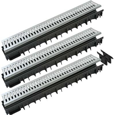 CANALETTA + GRIGLIA KIT PLASTICA ACCIAIO CM 13X100 H.CM 5 CF=KT 3