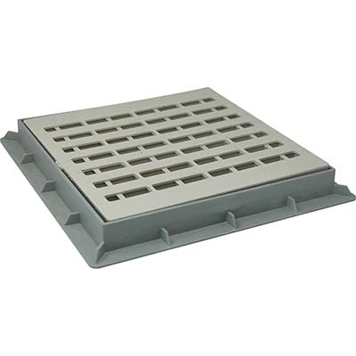 CHIUSINO GRIGLIATO X POZZETTO DERIVAZIONE PLASTICA CM 40X40 + TELAIO Immagine principale del prodotto
