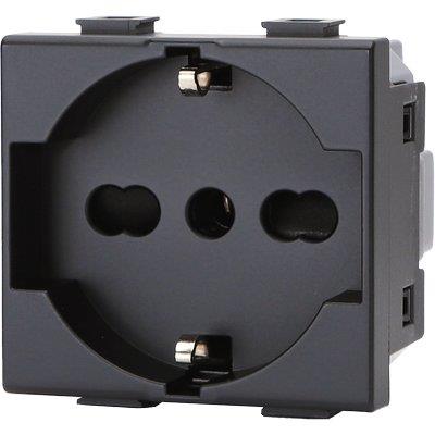 PRESA SCHUKO + SICUREZZA ABM NERO VOLT 250 A 10/16 2P+T