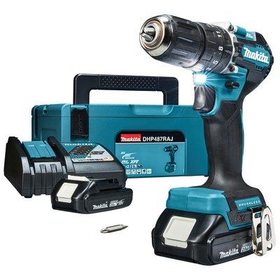TRAPANO AVVIT PERCUS BATTERIA DHP487RAJ MAKITA VOLT 18X2 AH 2,0 + VALIGIA