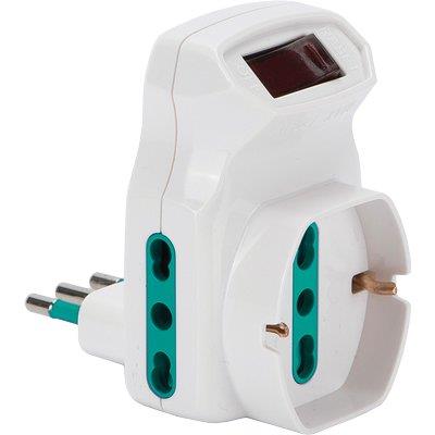 ADATTATORE TRIPLO 10A-16A+SCHUKO FME BIANCO 2P+T + INTERRUTTORE TERMICO Immagine principale del prodotto