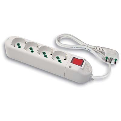 MULTIPRESA BIPASSO SCHUKO + INT.LUM FME BIANCO POSTI 4 2P+T 16A N°XMMQ 3X1,0 MT 1,5 Immagine principale del prodotto