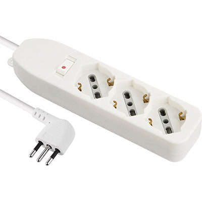 MULTIPRESA BIPASSO SCHUKO + TERMICO ELECTRALINE BIANCO POSTI 3 2P+T 10A N°XMMQ 3X0,75 MT 1,5 Immagine principale del prodotto