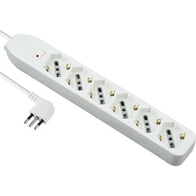 MULTIPRESA BIPASSO SCHUKO + TERMICO ELECTRALINE BIANCO POSTI 6 2P+T 10A N°XMMQ 3X0,75 MT 1,5