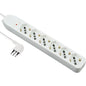 MULTIPRESA BIPASSO SCHUKO + TERMICO ELECTRALINE BIANCO POSTI 6 2P+T 10A N°XMMQ 3X0,75 MT 1,5