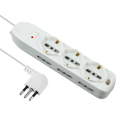 MULTIPRESA BIPASSO + SCHUKO + TERMICO ELECTRALINE BIANCO POSTI 9 2P+T 10A N°XMMQ 3X0,75 MT 2 Immagine principale del prodotto