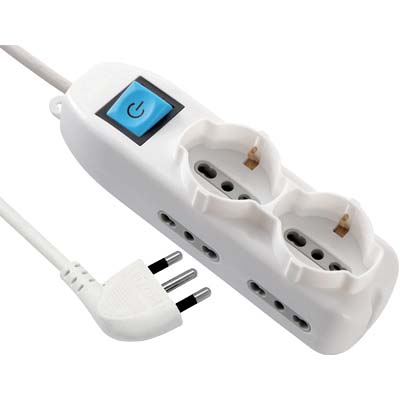 MULTIPRESA BIPASSO + SCHUKO + INT.LUM ELECTRALINE BIANCO POSTI 6 2P+T 16A N°XMMQ 3X1,5 MT 1,5 Immagine principale del prodotto