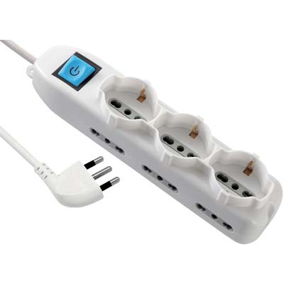 MULTIPRESA BIPASSO + SCHUKO + INT.LUM ELECTRALINE BIANCO POSTI 9 2P+T 16A N°XMMQ 3X1,5 MT 1,5