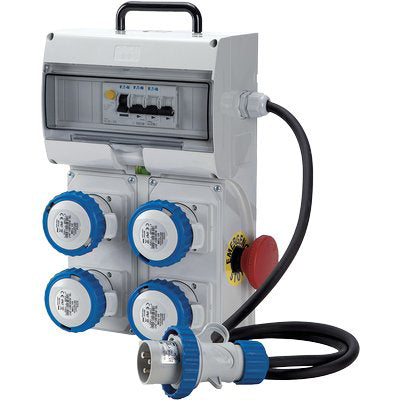 QUADRO DISTRIBUZIONE BLU KEY BOX 2 + PULSANTE FME PRESE CEE BLU X4 MM 210X335 H.MM 110 Immagine principale del prodotto