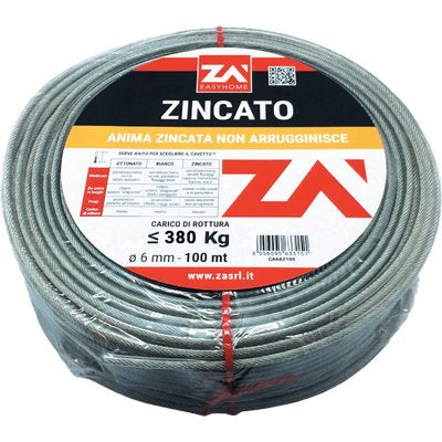 CAVETTO ACCIAIO ZINCATO TRASPARENTE MM 6,0 MT 100 Immagine principale del prodotto