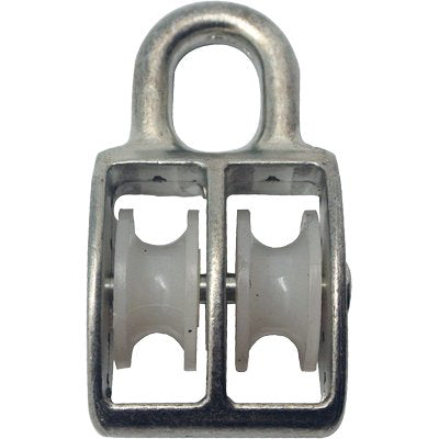 PULEGGIA NYLON DOPPIA SELF OCCHIOLO NICHELATO D.MM 60